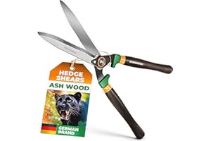 GRÜNTEK Hedge Shears Panther 460 mm - Versatile Garden and Shrub Shears with Steel Blades, Ergonomic Wooden Handles, and Corrugated Blade Design