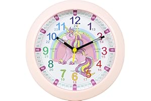 Kiddus Orologio da Parete Didattico per Bambini, Ragazzi. Analogico. con Esercizi per Imparare a Leggere l’Ora. Movimento al Quarzo Silenzioso.