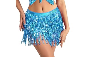 Baisdan Belly Dance Dancer Costume Sequin Tassel Fringe Hip Scarf Belt Waist Wrap Skirt