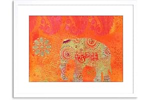 Wee Blue Coo Dt Indian Collage Elephant Photo Framed Wall Art Print