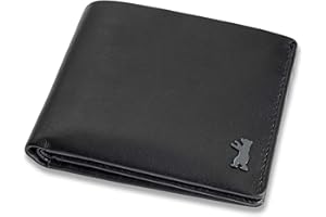 Berliner Bags Męski skórzany portfel, męski portfel z ochroną RFID z kieszenią na monety, czarny, mit Ausweisfach, Classic