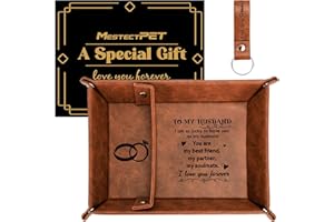MestectPET Valet Tray Gifts for Husband from Wife, Bedside Organiser for Him Boyfriend, Best Birthday Valentine's Day Gift Nightstand PU Leather Tray for Wallet Keys Watch