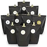 Calendrier de l'Avent Extravagant à remplir - avec 24 Sacs-Cadeaux Noirs et 24 Autocollants et Clips pour numéros - Motif élé