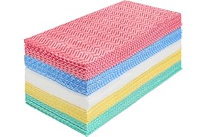 JEBBLAS Stracci Usa e Getta，Panno Morbido e Assorbente，Panno Per la Pulizia Riutilizzabile.5 colori 60 pezzi