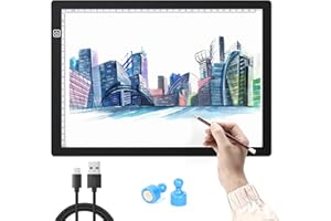 Aidodo Tablette Lumineuse A4, Table Lumineuse Dessin LED A4 Super Mince Dessin avec Ligne d'échelle Précise USB LED Art Plaque de luminosité Dessin Copie Pad Dessin Tablette (3 Niveaux de luminosité)