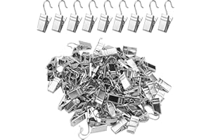 JOIKIT 100 PCS Curtain Clips with Hook, Silver Metal Curtain Hanging Hook Clip for Home Decoration