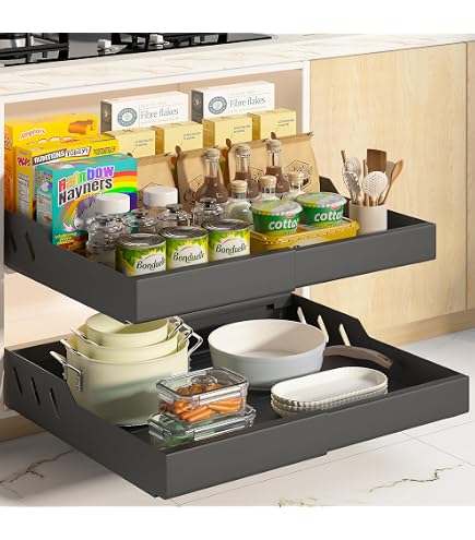 Organizador Extraíble Para Cocina – ABS Antióxido – Sin Perforaciones – Estante Deslizante Para Armario, Baño O Despensa – Fácil Instalación (3 Tamaños)