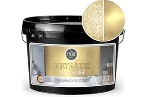 My COLOR Room Metallic Wandfarbe (2500 ml - Champagner-Gold) Effekt- Kreativfarbe für Wandgestaltung mit Metallic-Optik für Innenbereich, Dekorationsfarbe Made in Germany