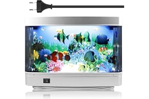 GBKDQQ Lámpara LED para acuario, luz nocturna decorativa, pequeño acuario artificial, lámpara de peces tropicales, lámpara de paisaje de acuario con enchufe de la UE, acuario falso para salón, escritorio,