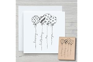 ‎NEWSTAMPS DIE STEMPELMACHER NEWSTAMPS Stempel Happy Bírthday Luftballons Motivstempel groß aus Holz & Gummi zum Karten basteln, Holzstempel, Geburtstag, Scrapbook, Textilstempel, Deko, Kinder