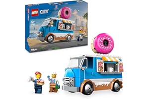 LEGO City Furgone delle Ciambelle Giocattolo con 2 Minifigure - Giochi con le Costruzioni per Bambini e Bambine da 5 Anni in su, Veicolo con Stand Gastronomico Mobile con Accessori, Idee Regalo 60452
