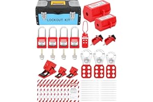HOLULO Lockout Tagout Kit, Safety Lockout Padlock, 10 Lockout Tag, 4 Safety Padlock,4 Lockout Hasp,5 Breaker Lockout, 2 Plug Lockout, Tool Box, Plastic Buckle