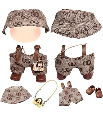 Puppenkleidung-Set Für 17 Cm Puppen – Pullover, Rock, Mütze, Schuhe, Brille & Kamera, 6-teilig