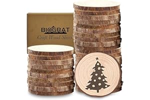 BIOGRAT Dischetti Dischi di Legno 5 cm 30 pz, (5-6 cm) Tronco Legno decorativo