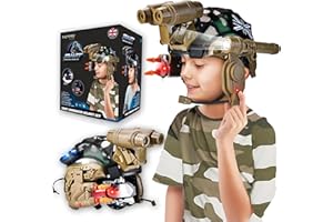 Tactipro Police kids toy soldier Army SWAT Helmet Commander Set. Includes Removable Accessories Torch, megaphone led scope, dart toy gun & 4X Binoculars, for hours of fun