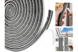 YINGERTOOL Bürstendichtung Selbstklebend, 5M(L) X 9mm(B) X 5mm(D) Bürstendichtungen für Türen und Fenster, Bürsten-Wetterschutzband, Zugluftabweiser Bürstendichtung Grau