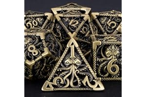 ARUOHHA DND Dés Donjons et Dragons, Dés creux D&D en métal pour jeux de société MTG Pathfinder RPG Dés D et D avec boîte cadeau, D20 D12 D10 D8 D6 D4