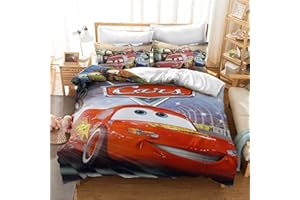 LKFFHAVD, set di biancheria da letto per ragazzi e bambini, a tema Cars, copripiumino con anime, in microfibra, 3D, con cerniera e federa (220 x 240 cm, 4)
