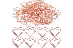 TEAAHA 100 sztuk spinaczy biurowych w kształcie serca, duże, różowe złoto, spinacze biurowe, w kształcie serca, spinacze do papieru, do dekoracyjnego zaproszenia, pocztówki, biura, szkoły, 100 sztuk