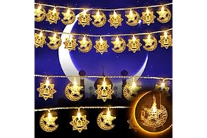 VASIN Ramadan Lichterkette, Ramadan Eid Lichterkette, 4.5M 30 LEDs Stern Mond Muslim Ramadan Lichterkette, Lichterketten Ramadan Dekoration, Islam Festival Lichter Ramadan Dekoration für Außen Innen