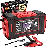 SweetSolutions© Cargador Baterias Coche 12V6A | Cargador De Batería Coche con Función Inteligente | Reparación Automática | P