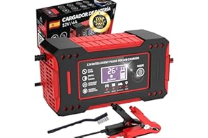 SWEET PROBLEMS SOLUTIONS PRODUCTS SweetSolutions© Cargador Baterias Coche 12V6A | Cargador De Batería Coche con Función Inteligente | Reparación Automática | Pantalla LCD | Automóviles Moto Camión AGM Gel SLA