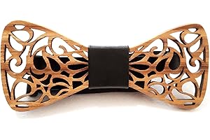 SetProducts Effet Garanti Noeud Papillon Bois Sculpté fait main | Mariages, Cérémonies, Le coup de peps à votre tenue ! | Plusieurs modèles et coloris disponibles | Taille réglable (Marron 84)