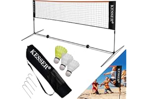 KESSER® Filet de Badminton - Filet de Tennis - 300 cm - 400 cm - 500 cm - Réglable en Hauteur sur 3 Positions - Set composé de Filet, 3 Volants, Armature en Fer Solide, Sac de Transport, intérieur et - 1