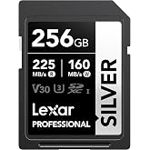 Lexar 256 GB Profesyonel G&uuml;m&uuml;ş SDXC Hafıza Kartı, UHS-I, C10, U3, V30, 4K Video, 205/140 MB/s'ye Kadar Okuma/Yazma, Profesyon