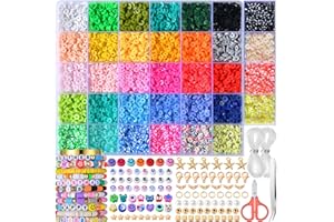 WHEELIO 8500 PCS Clay Beads - 34 Colors Bracelet Making Kit, Friendship Bracelet Making Kit Colorful Beads for Jewellery Making and Crafts Gifts for Teen Girls