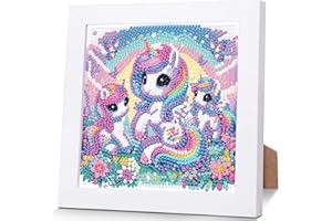 ZEPHYRHOME 5D Diamond Painting Enfant Licorne-DIY Kit de Peinture Diamant avec Cadre en Bois-Art Créatif pour Décoration Murale et Cadeaux cadeau d'anniversair-Peinture Diamant pour Filles et Garçons (15*15CM)