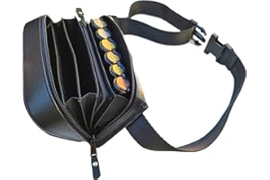 CLAIRE-FONCET Marsupio Portafogli in Vero Cuoio, Chiusura con Lampo, con Distributore Portamonete 6 Tagli, Perfetto per Camerieri, Baristi, Pub, Bar, Pizzeria, Ristorante, Professionisti