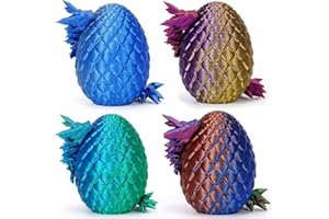 zhancydeal 4er Set Miniatur 3D Drachenfiguren im Drachenei – 12,5 cm bewegliche Drachenspielzeuge für Ostern Kinder – Bunte Designs