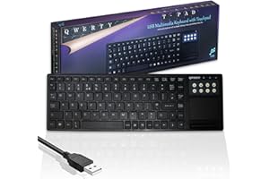 ICHOOSE LIMITED Wired USB Multimedia TPad Keyboard with Touchpad Mouse | All-in-One Touch Pad Design | UK QWERTY Layout | Precise and reliable Touchpad Scroll Direction-Controller | Plug and Play | iCHOOSE