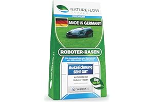 Mähroboter Rasensamen schnellkeimend 5kg TEST SEHR GUT - Roboter Grassamen Made in Germany - Für pflegeleichten Garten mit Natureflow Rasensaat