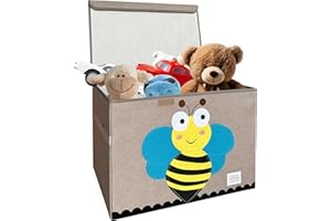 MISHMASH Collapsible Storage Box With Lid – Large Toy Storage Unit for Children/Baby/Toddler – Animal Storage Boxes In 7 Styles – Portable, Compact and Multipurpose Chest (Bee)