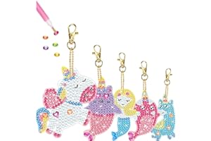 FAMIDIQGO Art et artisanat pour enfants âgés de 8 à 12 ans. Créez vos propres porte-clés 5D peinture diamant par numéro, kits d'art, cadeaux pour filles