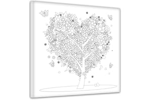 BILDERDEPOT24 Arbre de cœurs - Peinture sur toile tendue sur cadre - Format carré - 30 x 30 cm