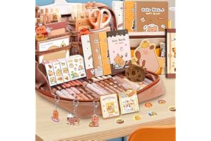 Roinaid 61 Stück Capybara Stifte,Capybara Federmäppchen,Süße Capybara Schreibwaren-Set,Reichhaltige Capybara Federmäppchen,Geeignet für Büro,Schule,Kinder,Schülerschreibwaren