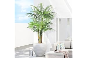 ‎KEEPLUSH Keeplush Künstliche Goldene Palme 150cm kunstpflanzen groß wie echt, UV-beständig kunstbaum groß, Kunstpalme für Haus Wohnzimmer Schlafzimmer Büro Balkon Garten Decor Künstliche Pflanzen (1 Stück)