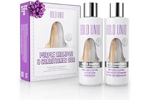 ‎BOLD UNIQ Lila Silber Shampoo & Conditioner Duo Set Bold Uniq Anti Gelbstich Purple Shampoo entfernt grelle Gelbtöne Hellt Blond Platin Asche Silber Grau auf Spendet Feuchtigkeit für trockenes geschädigtes Haar