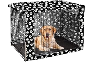 PETHIY Dog Crate Cover Durable Polyester Pet Kennel Cover Universal Fit for Wire Dog Crate - Fits Most 48 inch Dog Crates - Cover only-Black-48