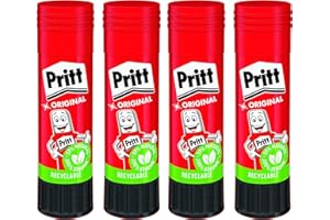 STAEDTLER Pritt Bâton de Colle, Sûre et Adaptée aux Enfants pour l'Art et Le Bricolage, pour l'École & Le Bureau, 4X 22 g de Bâton