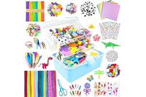ZEIZHUBN Arts and Crafts Supplies for Kids Crafts Kit with Pipe Cleaners DIY Crafts for Kids Art School Supplies Materials All in Crafting Box Craft Supply Set Gifts for Kid Girls Boys Age 4-8, 8-12