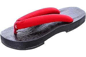 Kawaii-Story K-G-50-9 Rosso Nero Legno Giappone Geta Donna Sandalo Tabi Kimono Geisha Kendo Infradito