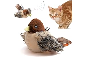 TaimeiMao Jouet Interactif pour Chat, Jouet Oiseau Qui Bouge, Jouet Couineur Interactif pour Chat, Activé au Toucher Chantant, pour Chats D'intérieur, Sons Et Mouvements De Battements