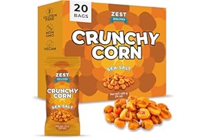 Crunchy Corn Snacks by Zest Delites, Sea Salt Roasted Corn, 20 g x 20 Packs, Healthy Snacks for Adults & Kids, Nuts-Like Crunch, Gluten Free, Vegan, NON-GMO