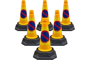 STREET SOLUTIONS UK Street Solutions - 6 x"No Waiting" Road Traffic Cones 18" (460mm) Self Weighted Safety Cone - 100% Recycled PVC - High Quality, Heavy Duty, Strong and Durable