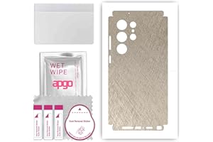 apgo Protecteur Skin, Autocollant, Peau, Film en Vinyle structuré pour ARRIÈRE + CÔTÉS au modèle Samsung Galaxy S23 Ultra avec Motif Argent Titane