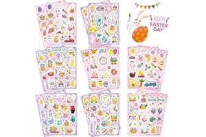 Fyvadio Lot de 282 autocollants de Pâques, œufs de Pâques, lapin, autocollants pour enfants et adultes, autocollants mignons pour skateboard, bouteilles d'eau, scrapbooking, journal indésirable,